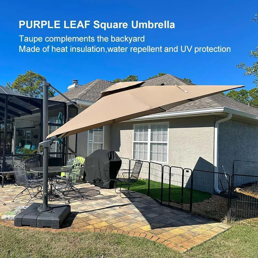 PURPLE LEAF Double Top Square Outdoor Standing Umbrella
