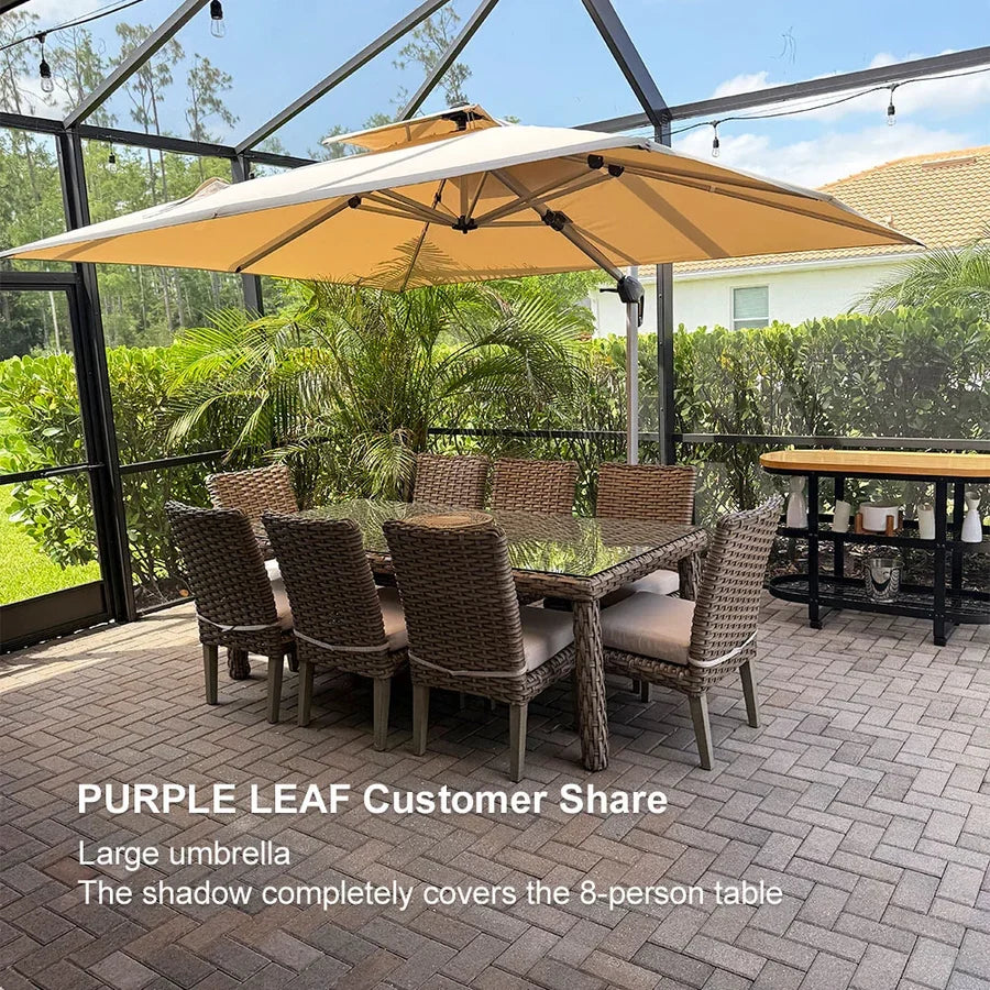 PURPLE LEAF Large Rectangular Porch Umbrella Outside Cantilever Patio Yard Umbrella