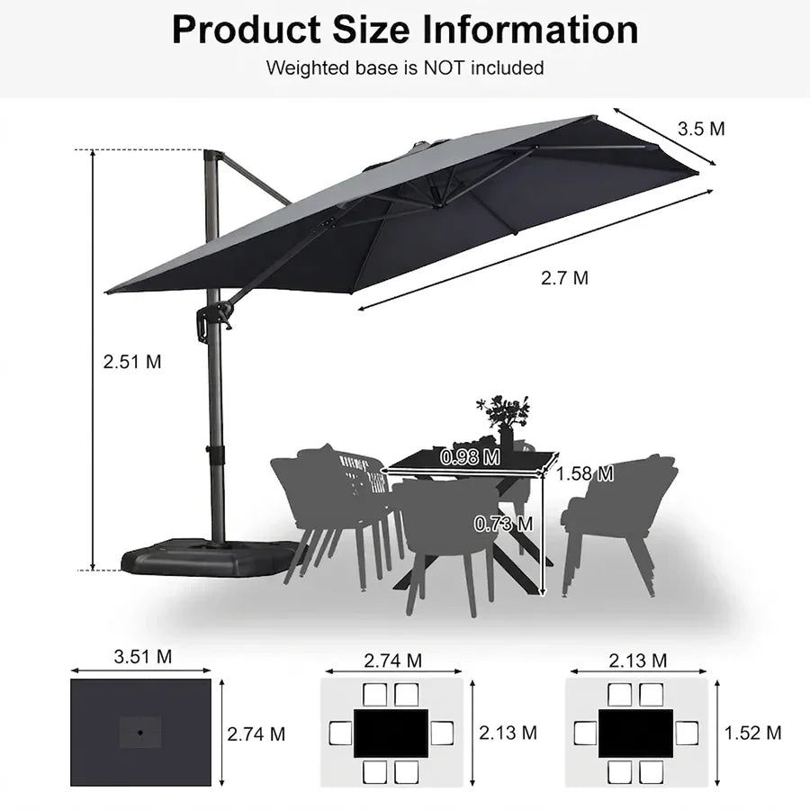 PURPLE LEAF Affordable Patio Umbrella Square and Rectangular Cantilever Umbrella