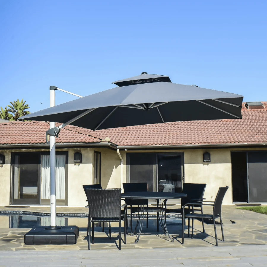 PURPLE LEAF Outdoor Windproof Umbrella, Square Cantilever Umbrella Outside Patio