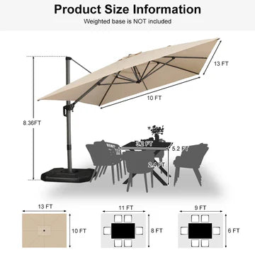 PURPLE LEAF Affordable Patio Umbrella Square and Rectangular Cantilever Umbrella