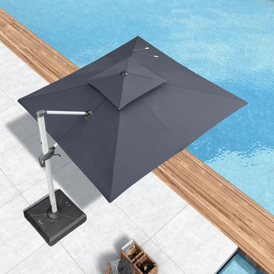 PURPLE LEAF Outdoor Windproof Umbrella, Square Cantilever Umbrella Outside Patio