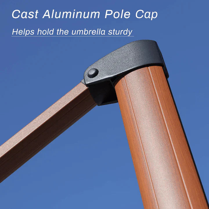 PURPLE LEAF Double Top Square Rectangular Aluminium Umbrellas in Wood Color
