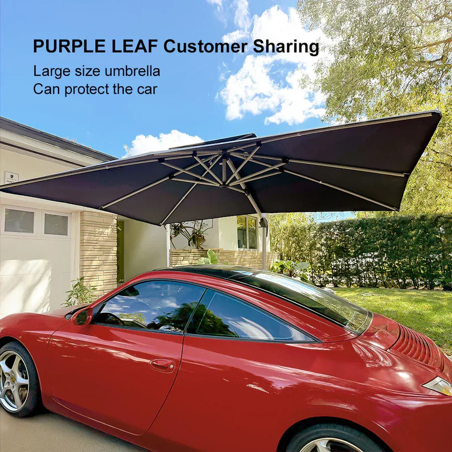 PURPLE LEAF Large Rectangular Porch Umbrella Outside Cantilever Patio Yard Umbrella