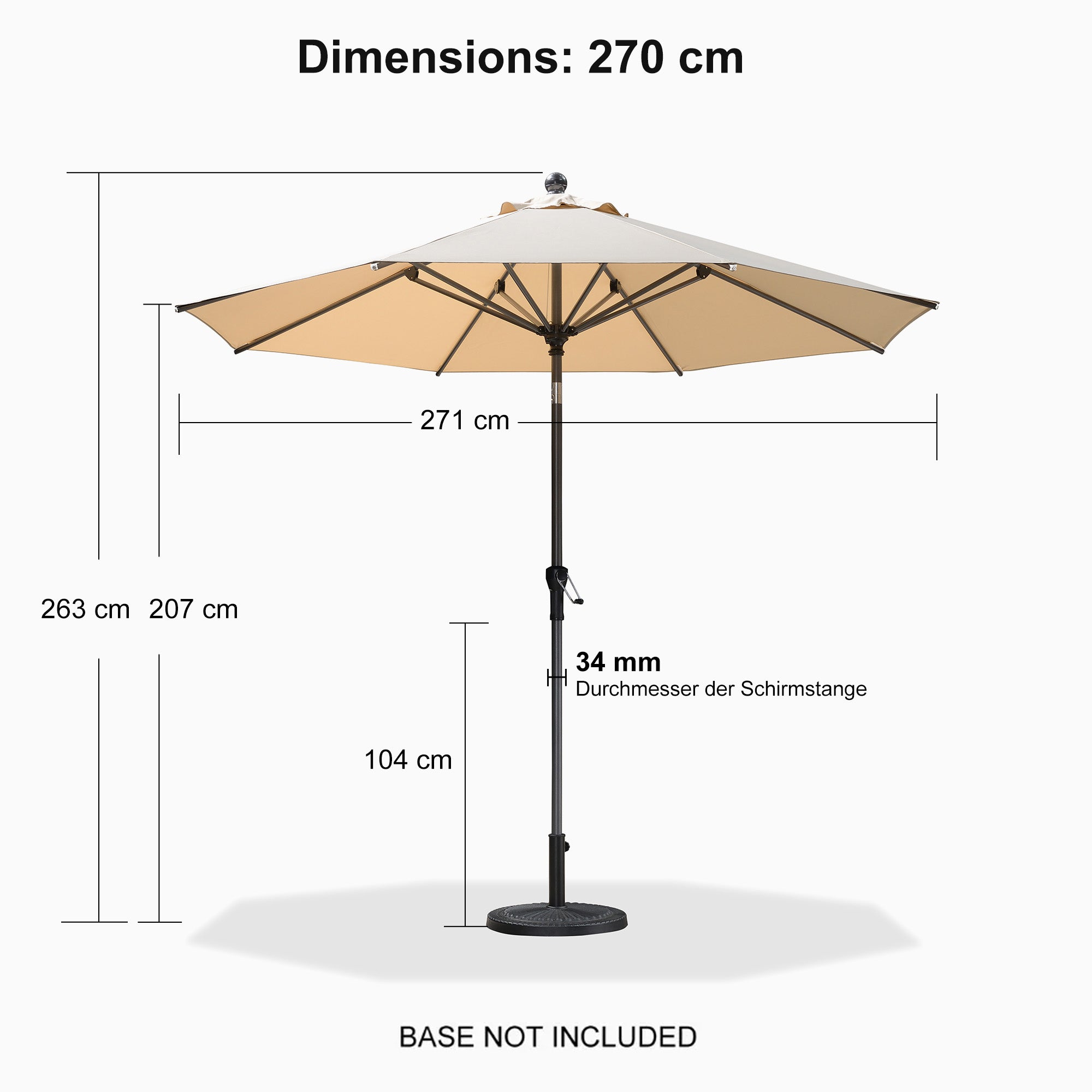 PURPLE LEAF Porch Table Umbrella with Crank and Tilt, Market Patio Umbrella