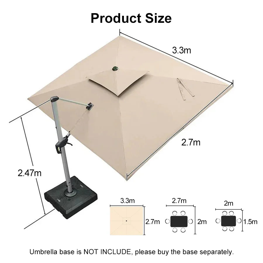 PURPLE LEAF Large Rectangular Porch Umbrella Outside Cantilever Patio Yard Umbrella