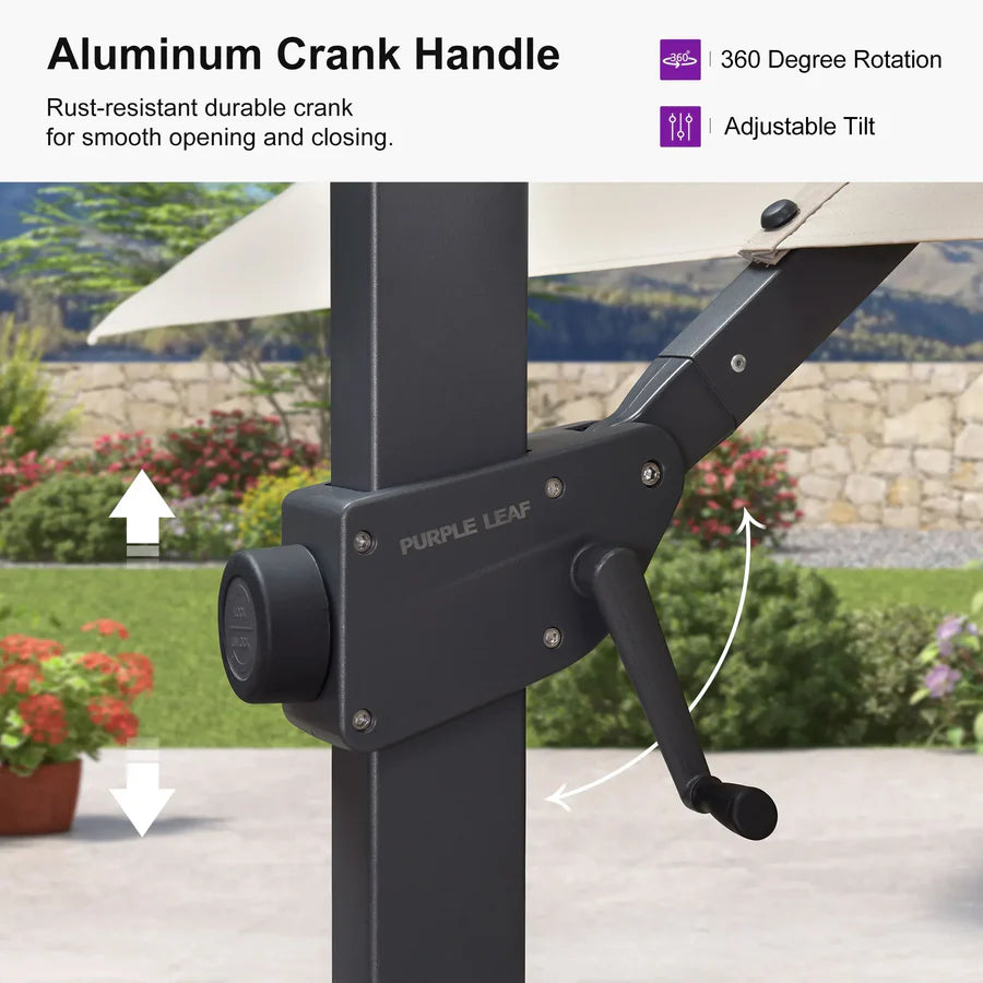 PURPLE LEAF Stepless Tilt Cantilever Umbrella Affordable Outdoor Patio Umbrella