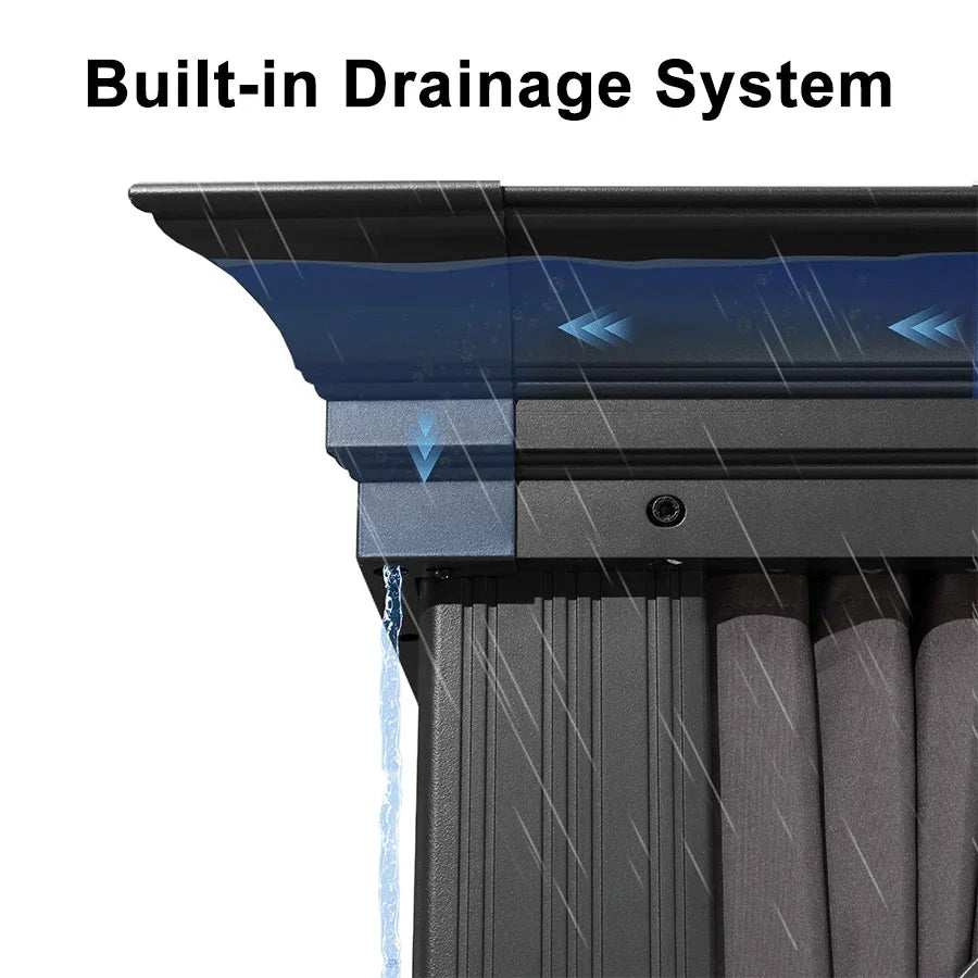 PURPLE LEAF 3.65M X 7.92M Patio Gazebo for Backyard Grey Hardtop Galvanized Steel Roof Awning with Upgrade Curtain