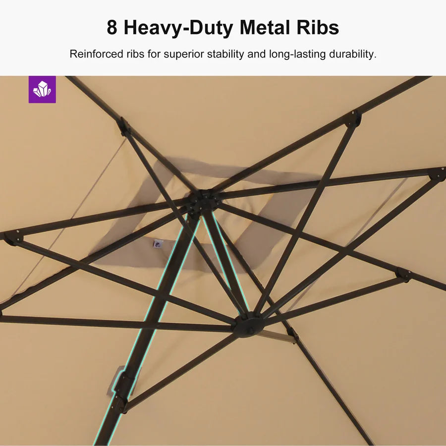 PURPLE LEAF Stepless Tilt Cantilever Umbrella Affordable Outdoor Patio Umbrella