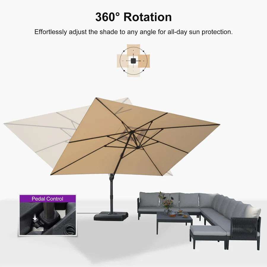 PURPLE LEAF Stepless Tilt Cantilever Umbrella Affordable Outdoor Patio Umbrella