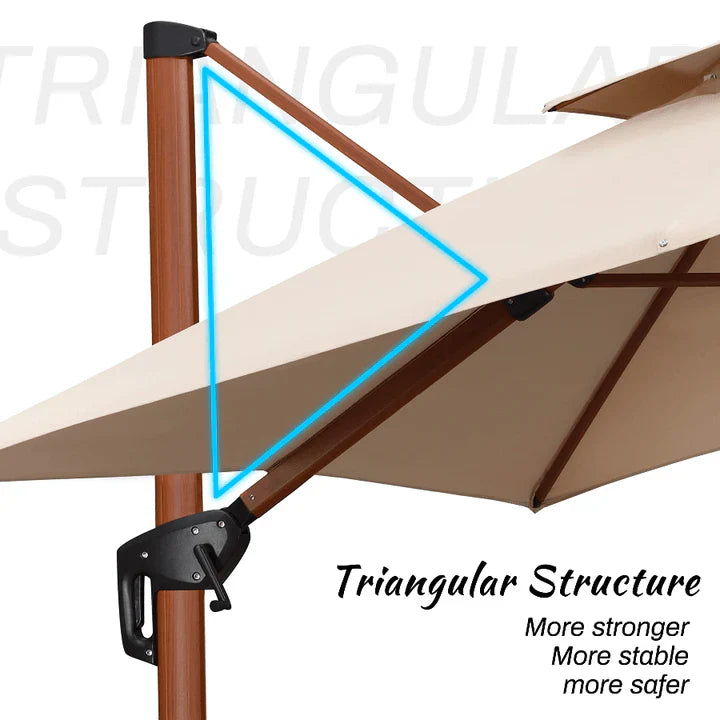 PURPLE LEAF Double Top Square Rectangular Aluminium Umbrellas in Wood Color