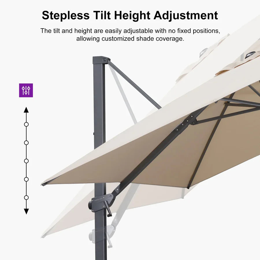 PURPLE LEAF Stepless Tilt Cantilever Umbrella Affordable Outdoor Patio Umbrella