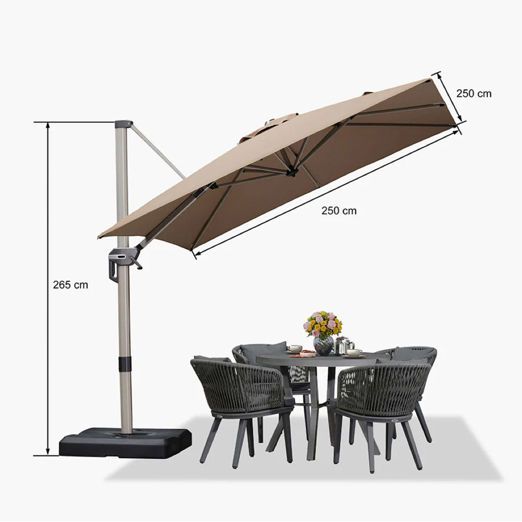 PURPLE LEAF Deluxe Aluminum Outdoor Patio Umbrella Square Cantilever Umbrellas