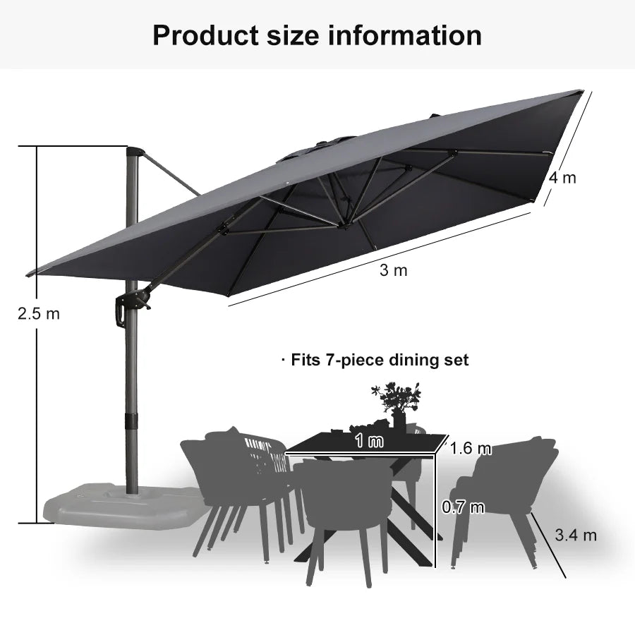 PURPLE LEAF Affordable Patio Umbrella Square and Rectangular Cantilever Umbrella