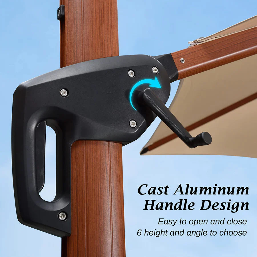 PURPLE LEAF Double Top Square Aluminium Umbrellas in Wood Color