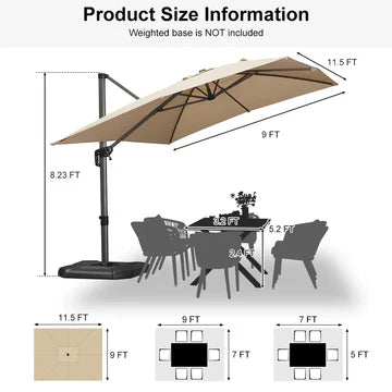 PURPLE LEAF Affordable Patio Umbrella Square and Rectangular Cantilever Umbrella