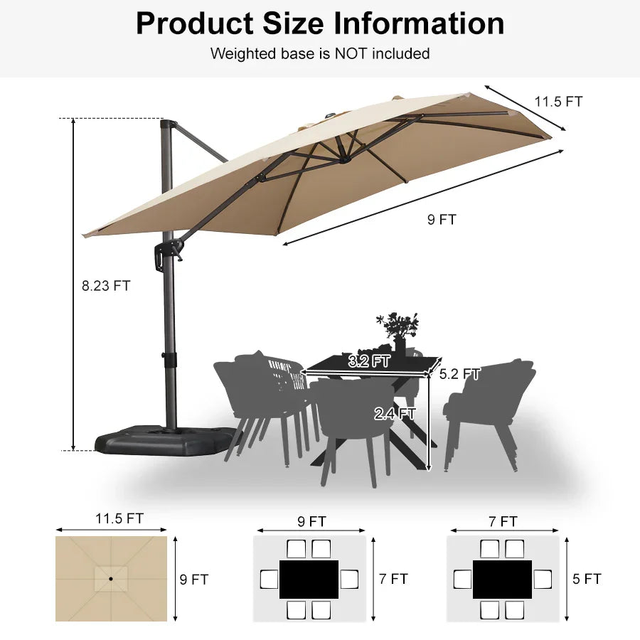 PURPLE LEAF Affordable Patio Umbrella Square and Rectangular Cantilever Umbrella