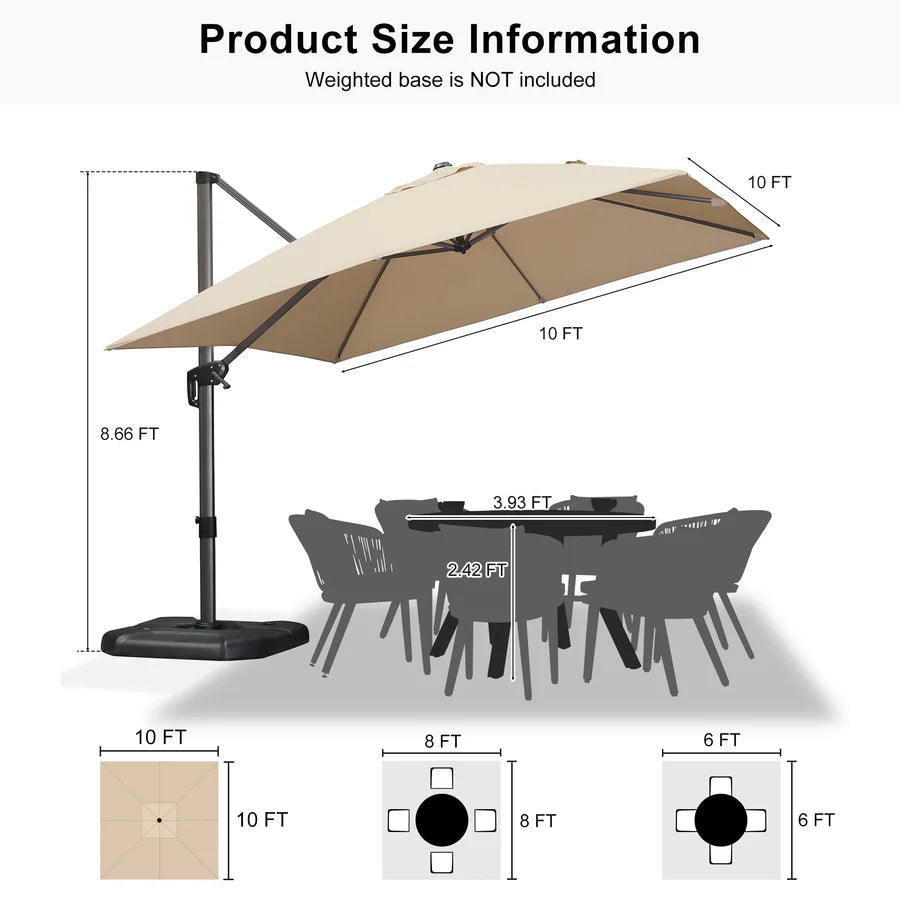 PURPLE LEAF Affordable Patio Umbrella Square and Rectangular Cantilever Umbrella