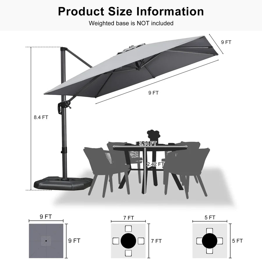 PURPLE LEAF Affordable Patio Umbrella Square and Rectangular Cantilever Umbrella