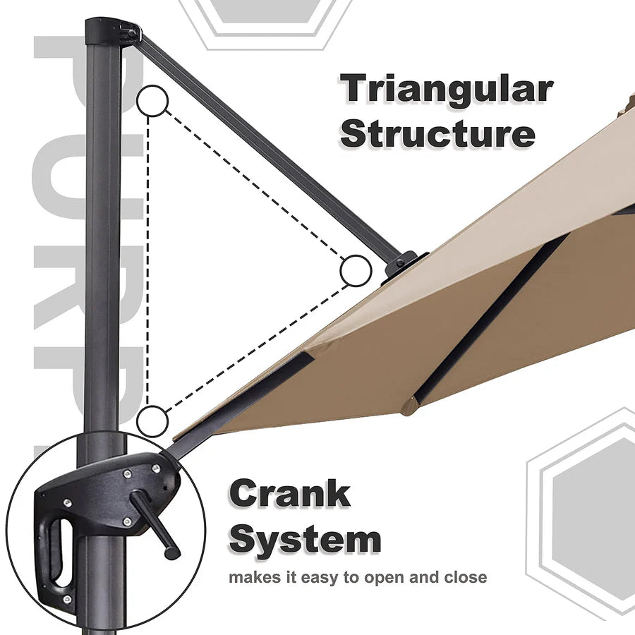 PURPLE LEAF Affordable Outdoor Umbrella Round Cantilever Umbrella for Garden