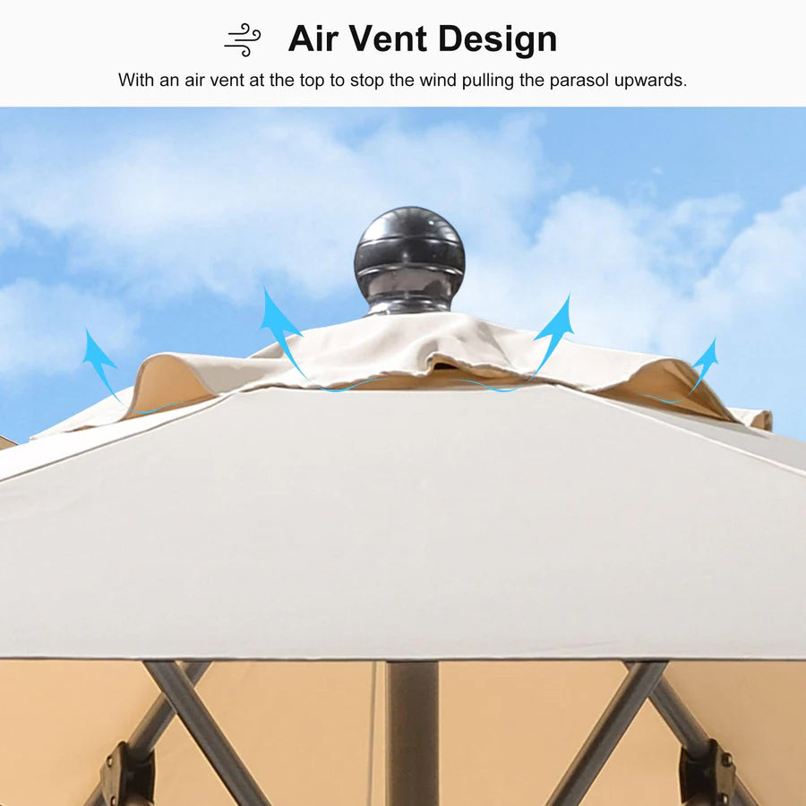 PURPLE LEAF Crank and Tilt Table Umbrella Outdoor Patio Market Umbrella with Visible Hand Crank System