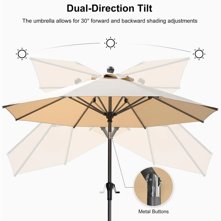 PURPLE LEAF Crank and Tilt Table Umbrella Outdoor Patio Market Umbrella with Visible Hand Crank System