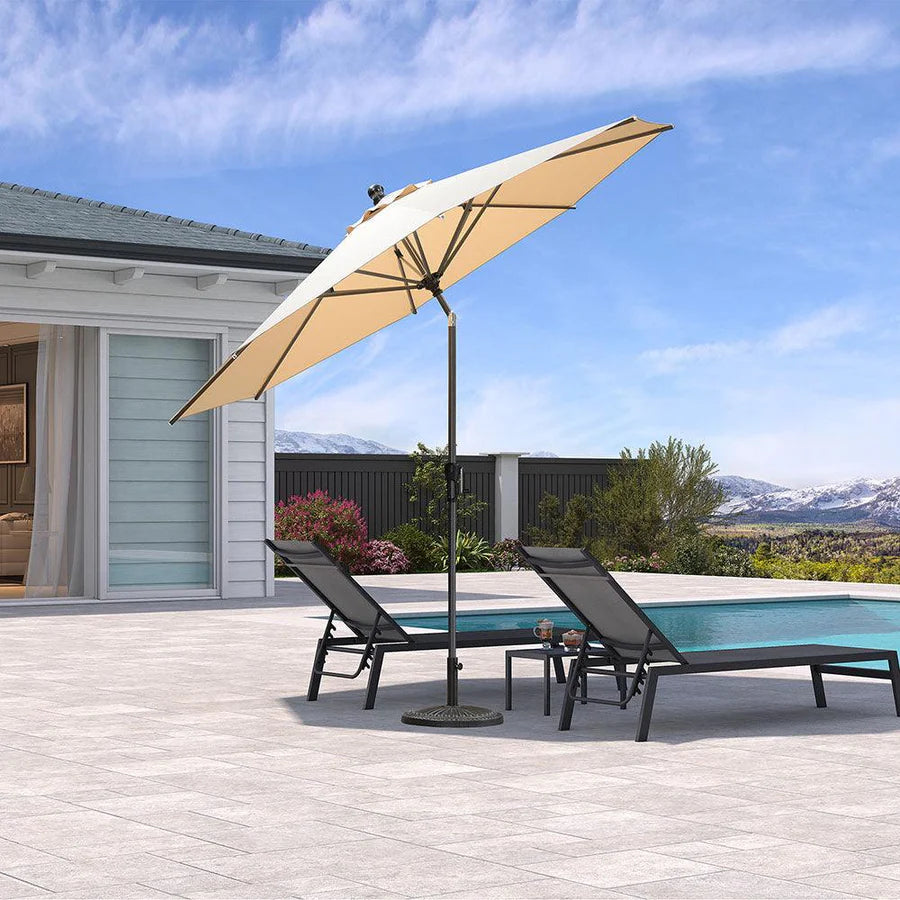 PURPLE LEAF Crank and Tilt Table Umbrella Outdoor Patio Market Umbrella with Visible Hand Crank System