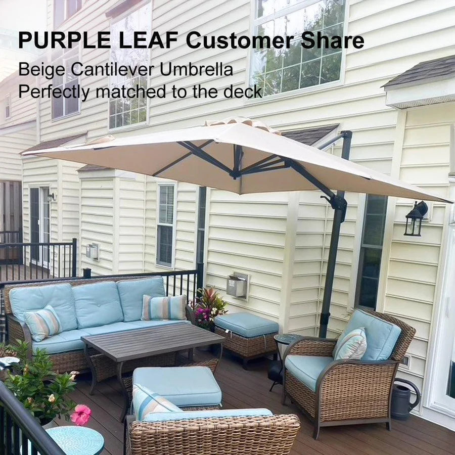 PURPLE LEAF Affordable Patio Umbrella Square and Rectangular Cantilever Umbrella