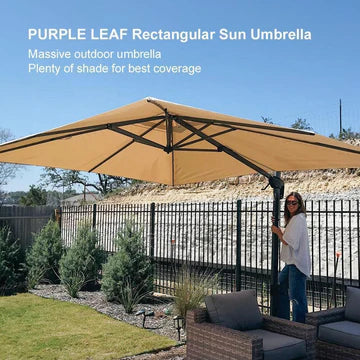 PURPLE LEAF Affordable Patio Umbrella Square and Rectangular Cantilever Umbrella