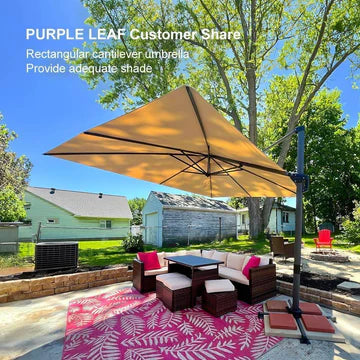 PURPLE LEAF Affordable Patio Umbrella Square and Rectangular Cantilever Umbrella