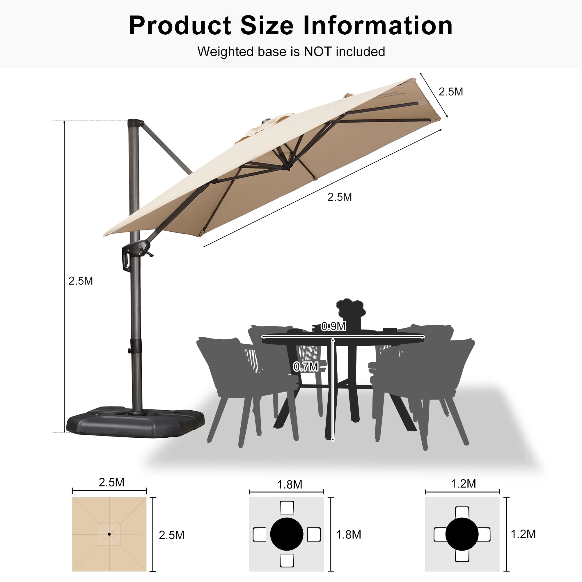 PURPLE LEAF Affordable Patio Umbrella Square and Rectangular Cantilever Umbrella