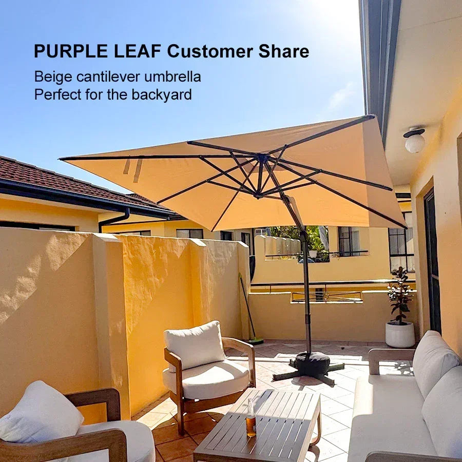 PURPLE LEAF Affordable Patio Umbrella Square and Rectangular Cantilever Umbrella