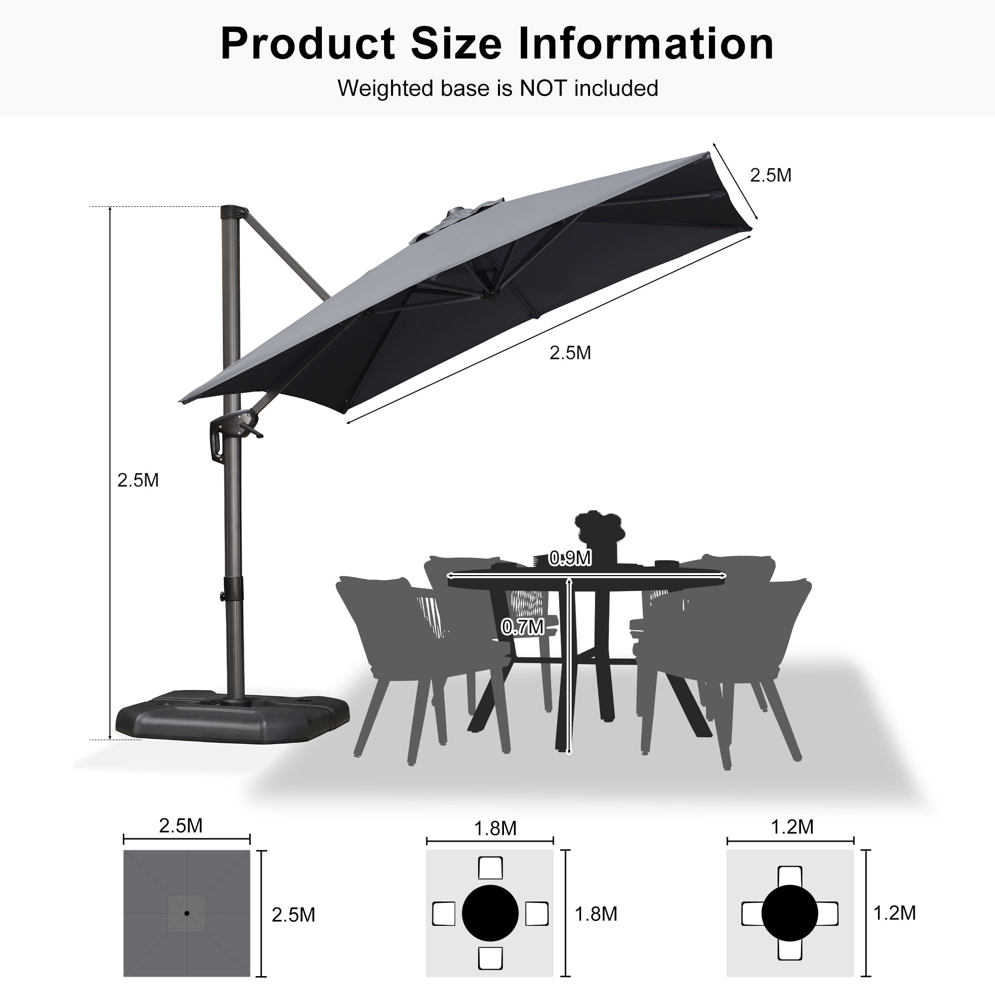 PURPLE LEAF Affordable Patio Umbrella Square and Rectangular Cantilever Umbrella