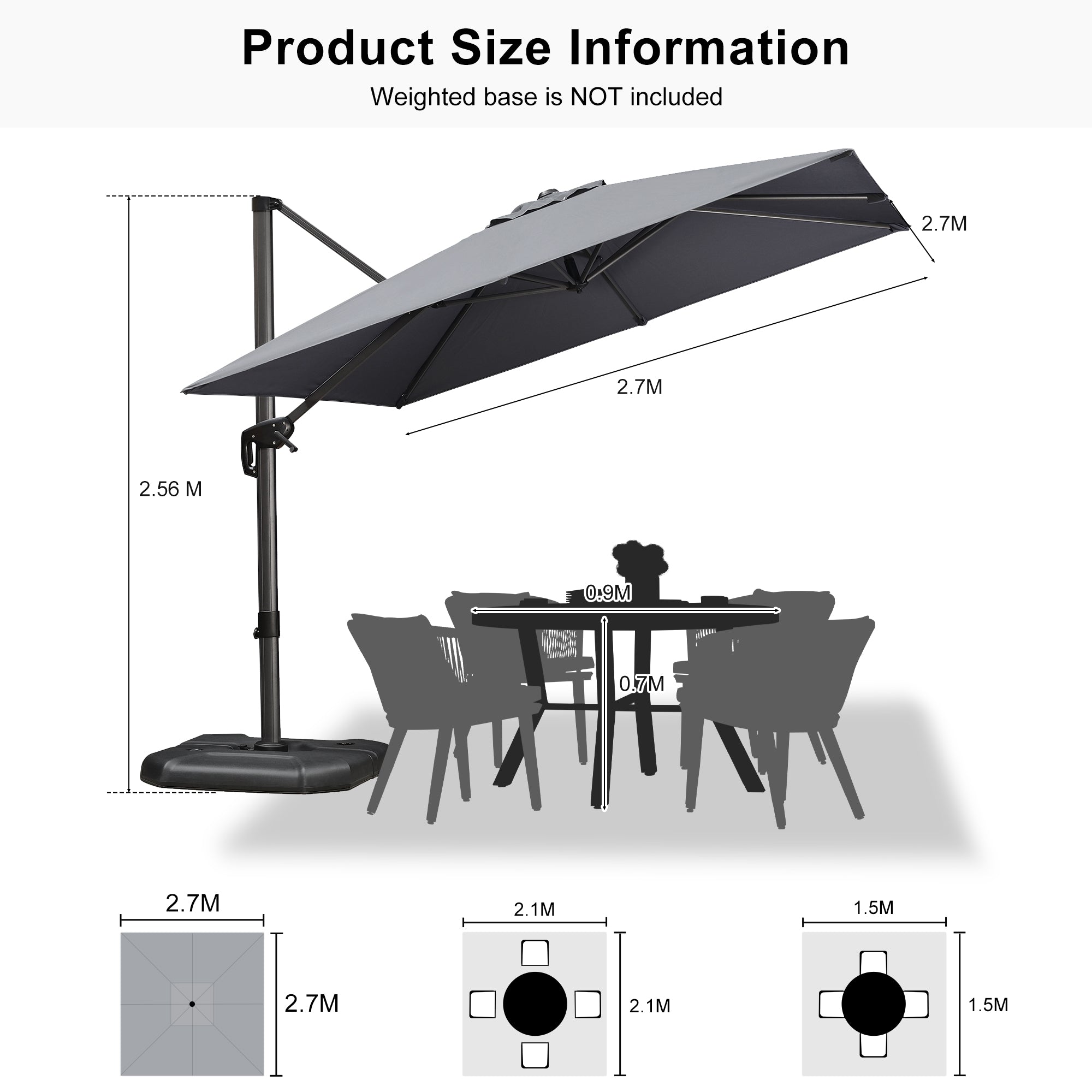 PURPLE LEAF Affordable Patio Umbrella Square and Rectangular Cantilever Umbrella