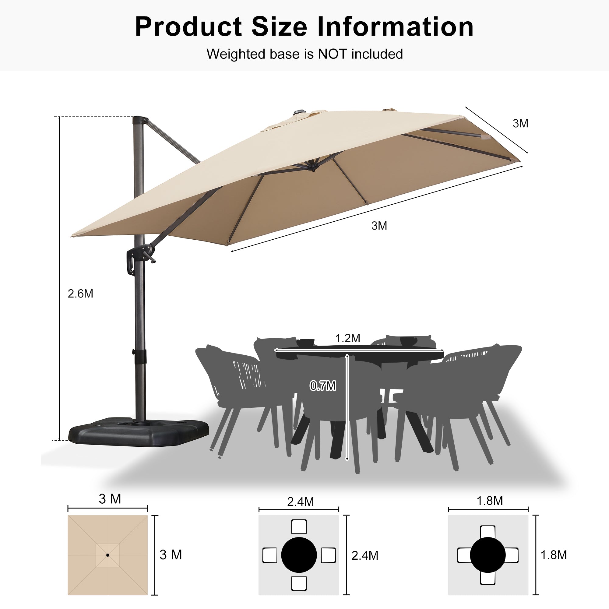PURPLE LEAF Affordable Patio Umbrella Square and Rectangular Cantilever Umbrella