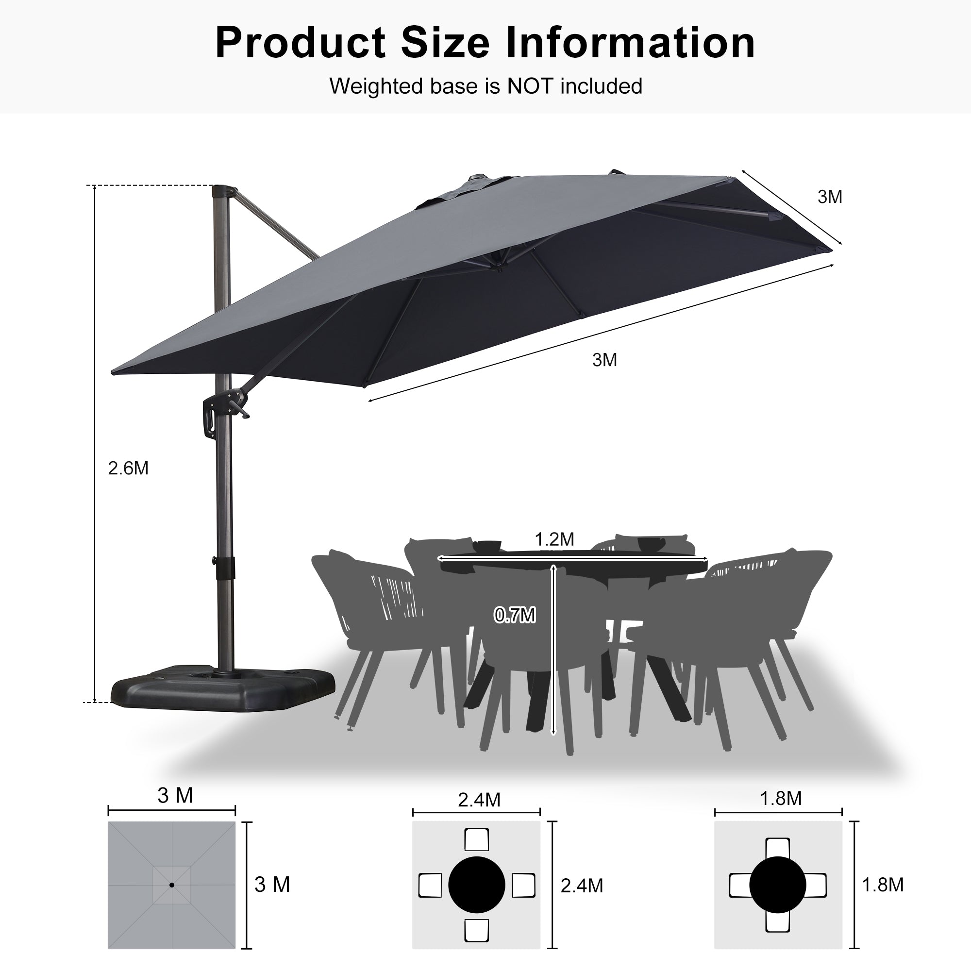PURPLE LEAF Affordable Patio Umbrella Square and Rectangular Cantilever Umbrella