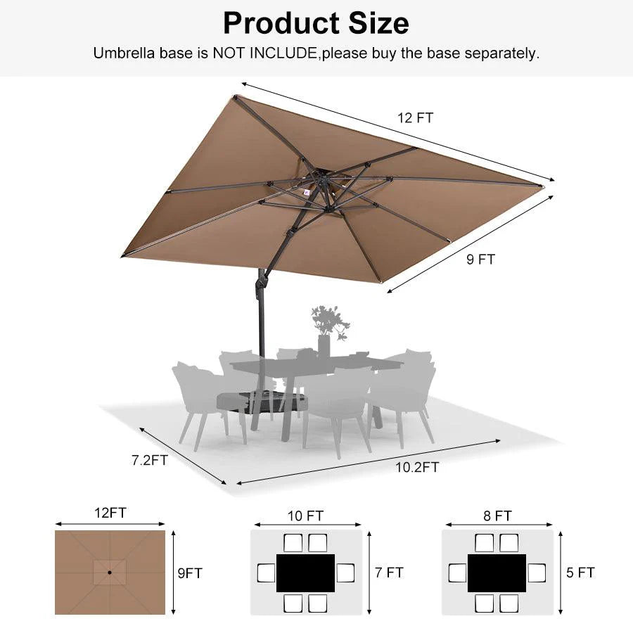 PURPLE LEAF Double Top Square Outdoor Standing Umbrella