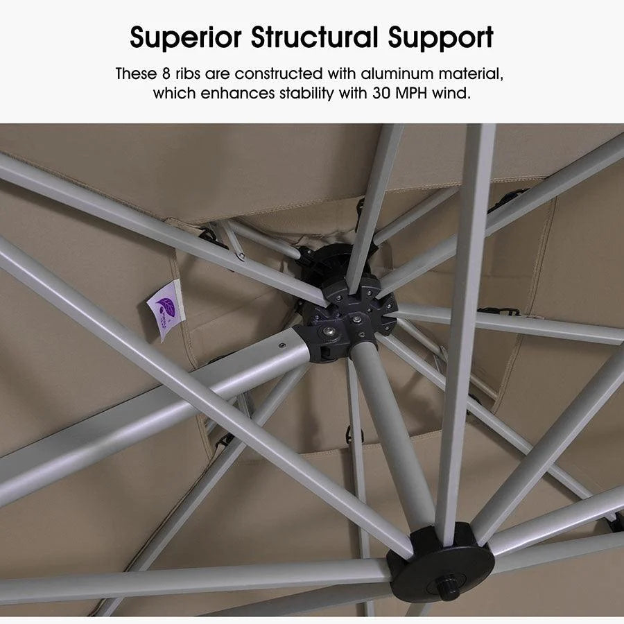 PURPLE LEAF Outdoor Windproof Umbrella, Square Cantilever Umbrella Outside Patio