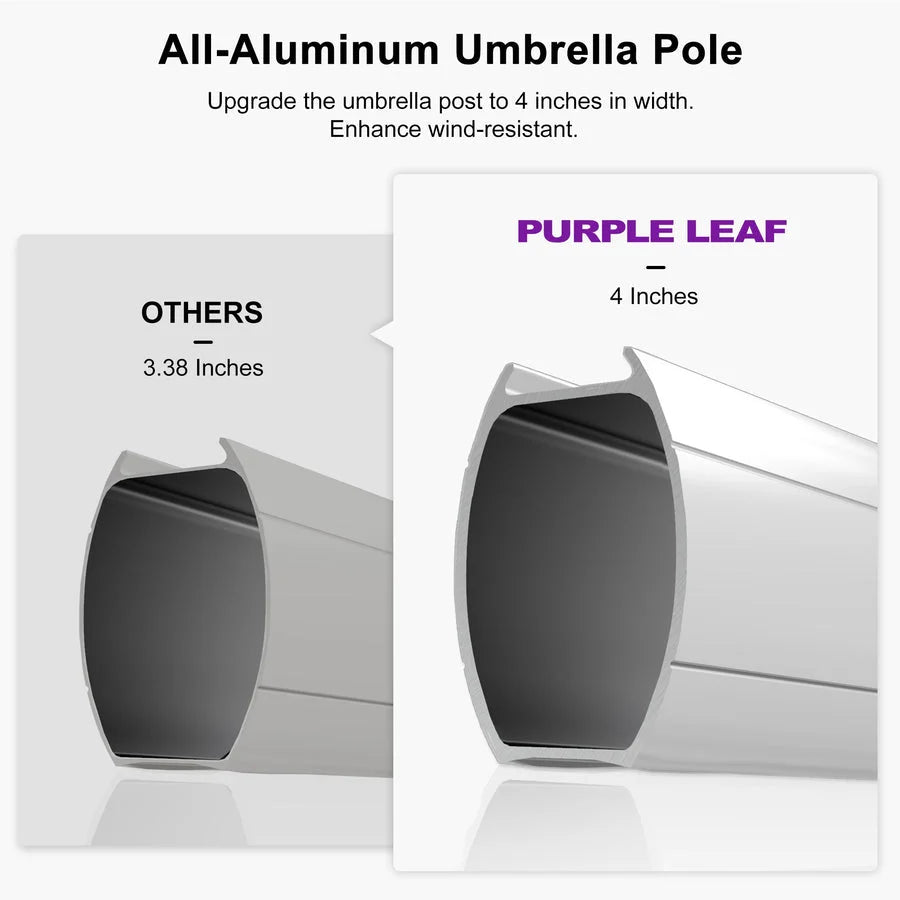 PURPLE LEAF Outdoor Windproof Umbrella, Square Cantilever Umbrella Outside Patio