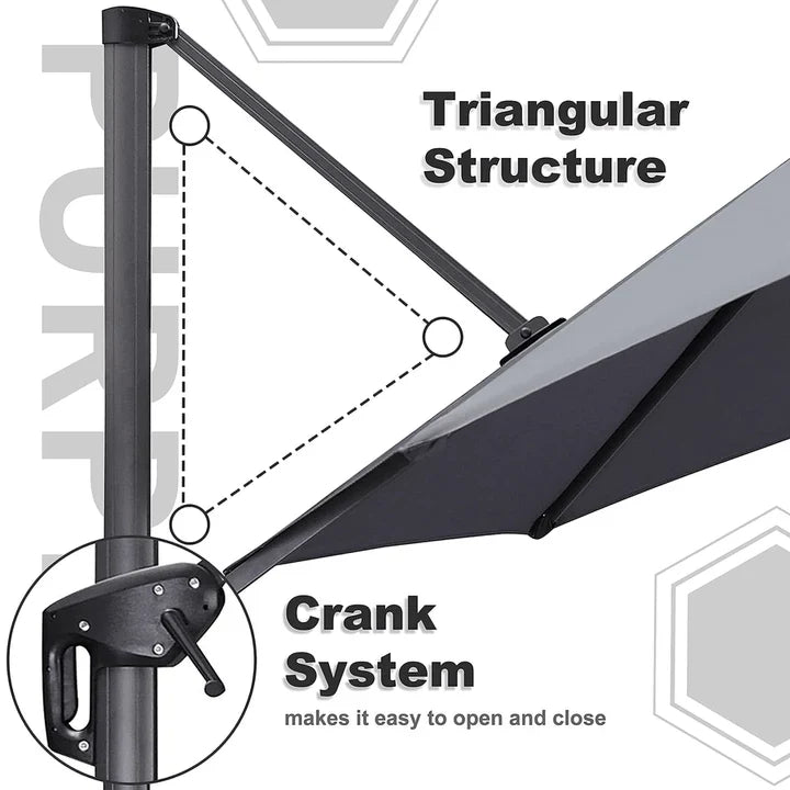 PURPLE LEAF Affordable Patio Umbrella Square and Rectangular Cantilever Umbrella