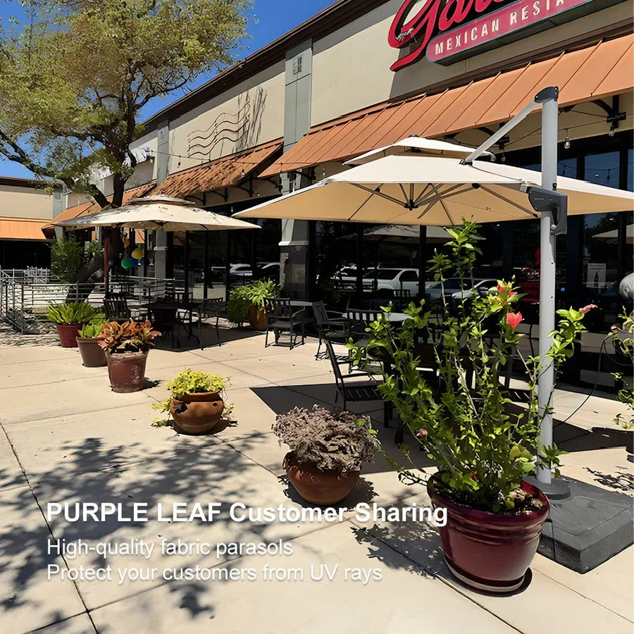 PURPLE LEAF Outdoor Windproof Umbrella, Square Cantilever Umbrella Outside Patio