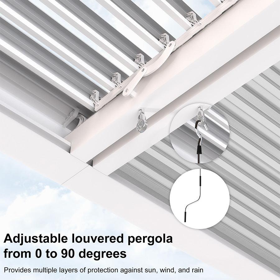 PURPLE LEAF Louvered Pergola Modern White Pergola with Adjustable Roof for Deck Backyard Garden