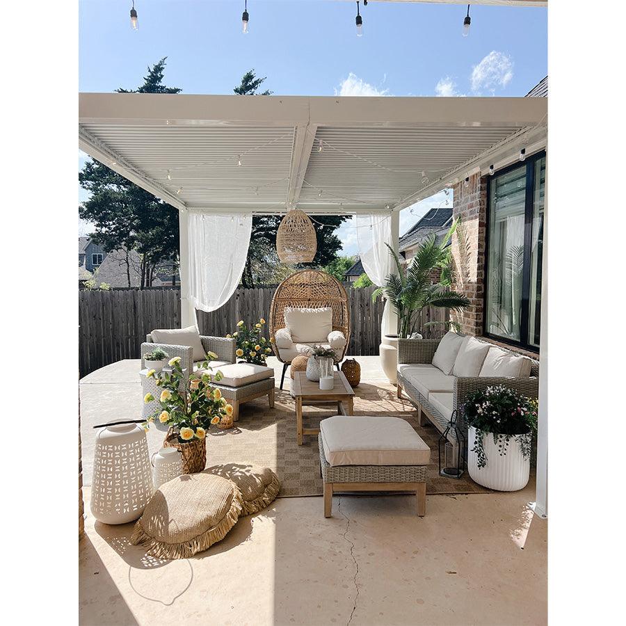 PURPLE LEAF Louvered Pergola Modern White Pergola with Adjustable Roof for Deck Backyard Garden