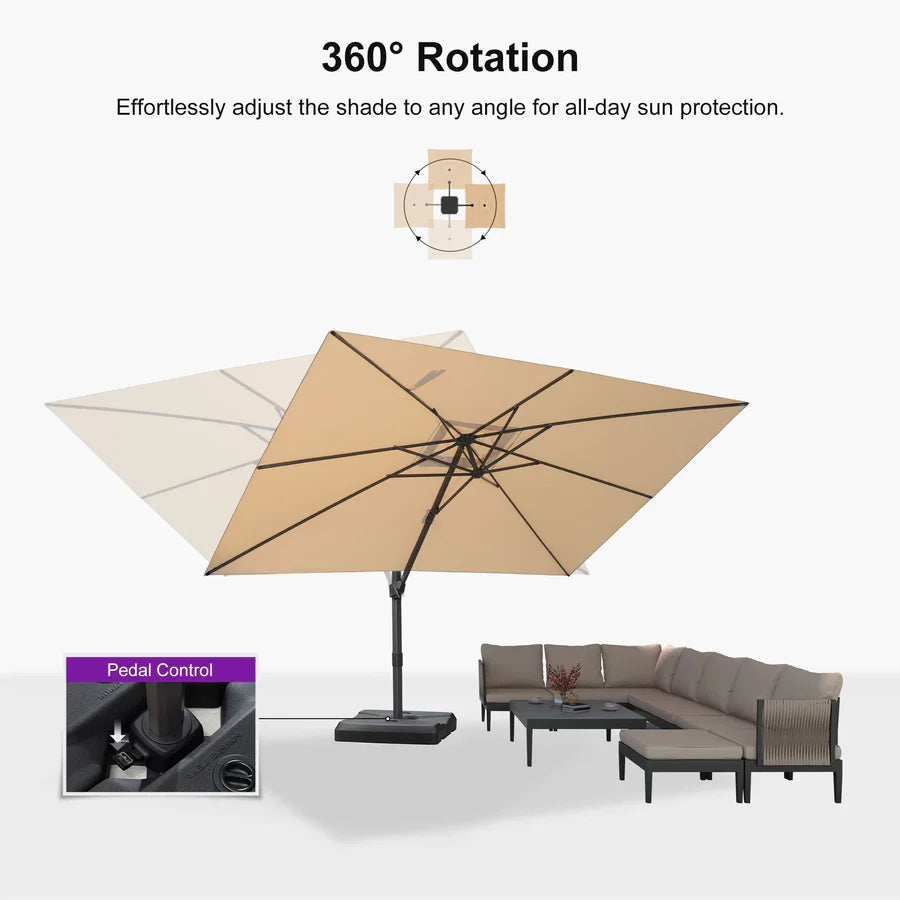 PURPLE LEAF Stepless Tilt Cantilever Umbrella Affordable Outdoor Patio Umbrella