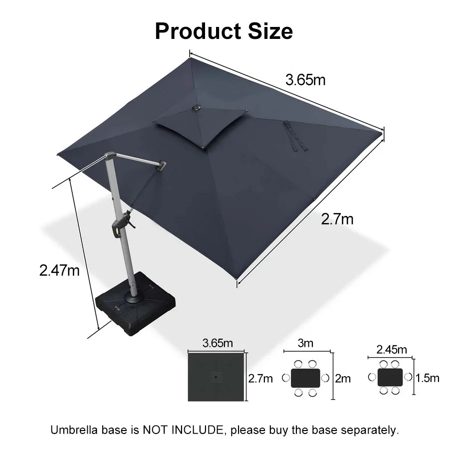PURPLE LEAF Large Rectangular Porch Umbrella Outside Cantilever Patio Yard Umbrella
