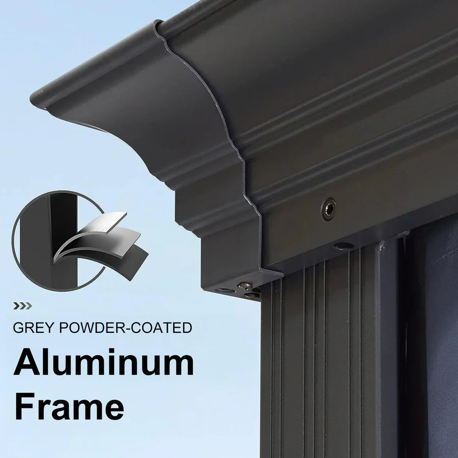 PURPLE LEAF 3.65M X 7.92M Patio Gazebo for Backyard Grey Hardtop Galvanized Steel Roof Awning with Upgrade Curtain