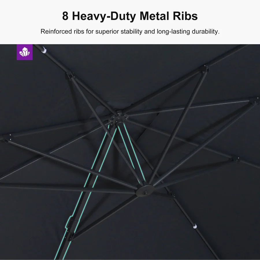 PURPLE LEAF Stepless Tilt Cantilever Umbrella Affordable Outdoor Patio Umbrella
