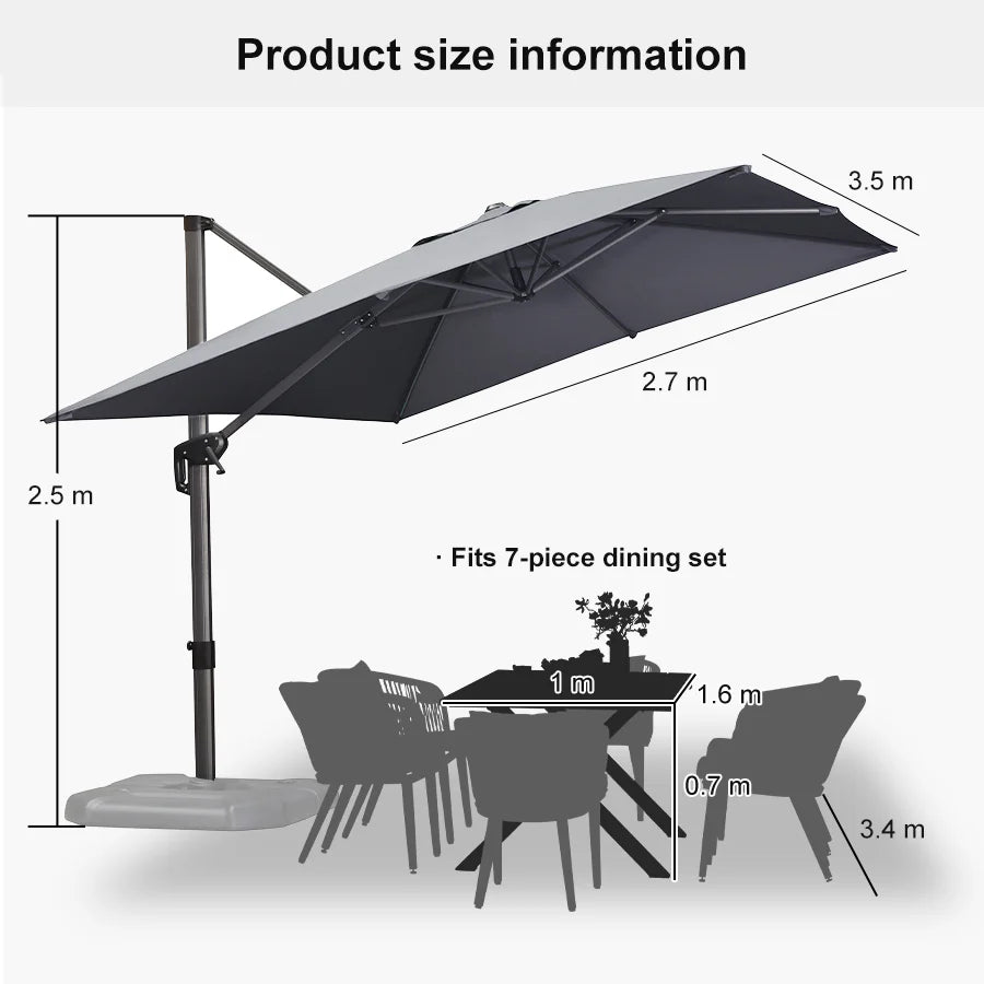 PURPLE LEAF Affordable Patio Umbrella Square and Rectangular Cantilever Umbrella