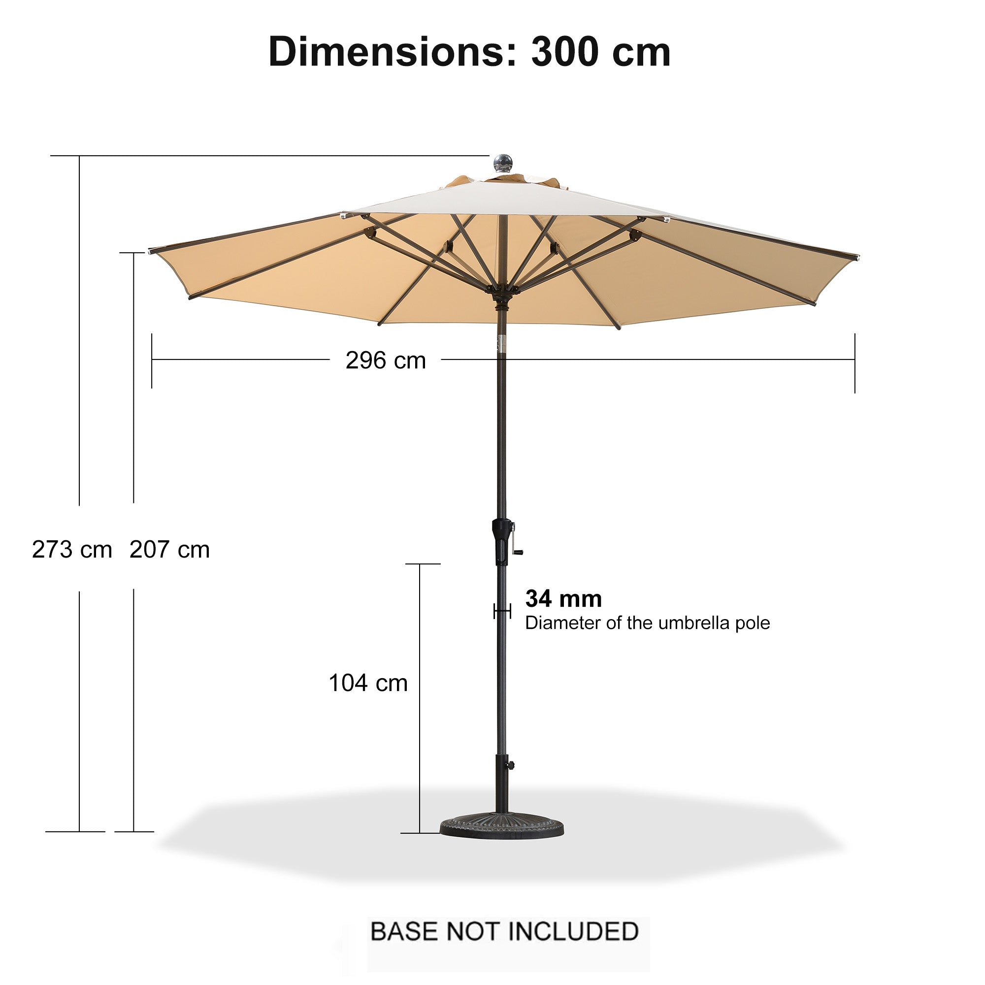 PURPLE LEAF Crank and Tilt Table Umbrella Outdoor Patio Market Umbrella with Visible Hand Crank System