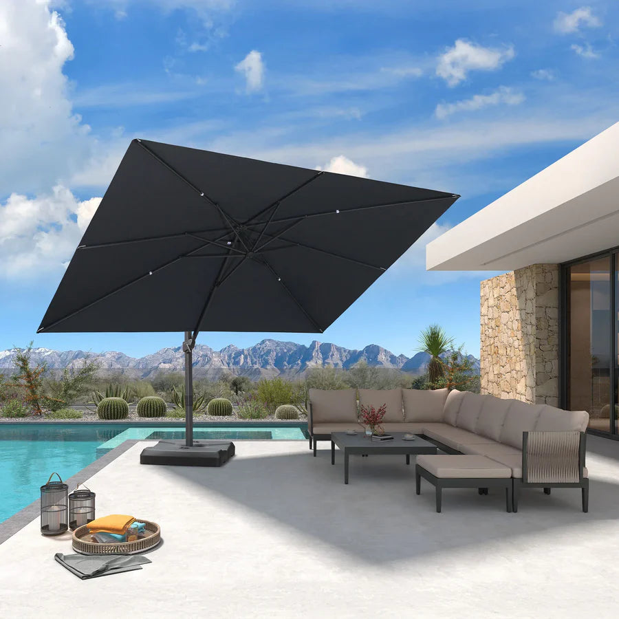 PURPLE LEAF Stepless Tilt Cantilever Umbrella Affordable Outdoor Patio Umbrella